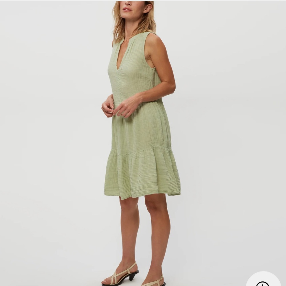 Michael Stars Daisy Gauze Dress Lemon- lime shade- 100% cotton- tiny flaw - Picture 9 of 16